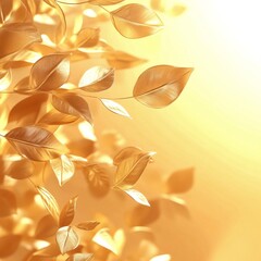 Sticker - Golden leaves float gracefully against a soft warm background. This is an artistic and serene composition. Perfect for nature themes and backgrounds. Captivating and soothing imagery. AI