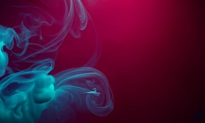 Poster - Aqua smoke on a deep crimson background. Video