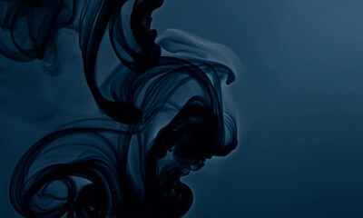 Poster - Smoky black wisps on a dark navy background. Video