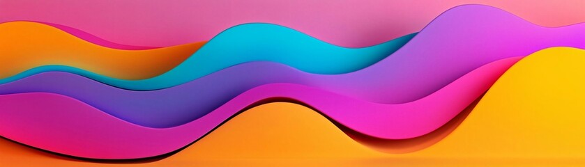 Poster - Vibrant abstract background with flowing waves in pink, purple, and teal shades creating a dynamic and modern design.
