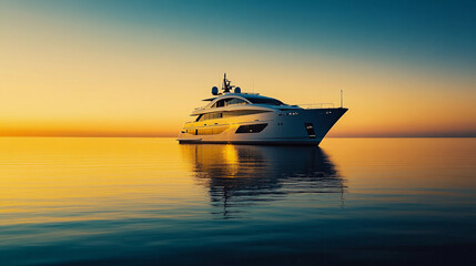 Yacht boat at sunset