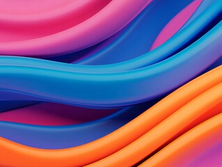 Poster - Vibrant, flowing waves of colorful material create a dynamic and abstract background, perfect for modern design projects.