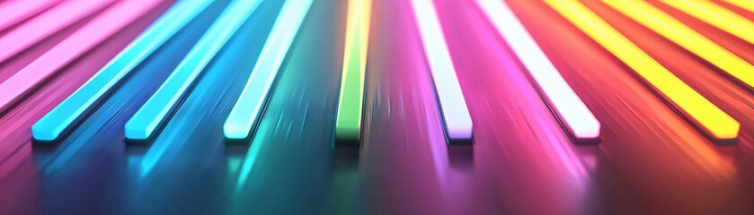 Poster - Vibrant neon light strips create a stunning visual effect, illuminating a sleek surface with dynamic colors and modern ambiance.