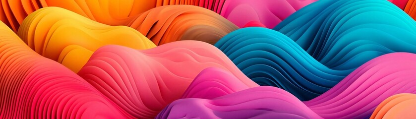 Poster - Vibrant waves of color create a dynamic and abstract background, perfect for design projects and creative inspiration.
