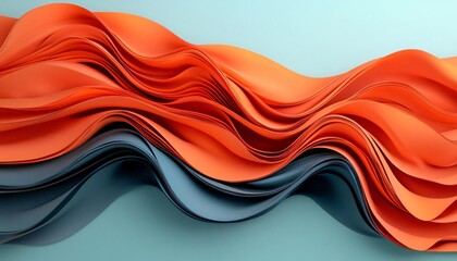 Poster - Vibrant wavy patterns of orange and blue create a dynamic visual, perfect for backgrounds and abstract art designs.