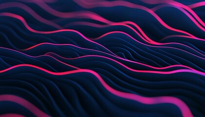 Poster - Abstract waves in vibrant purple and pink hues create a mesmerizing visual pattern that evokes depth and movement.