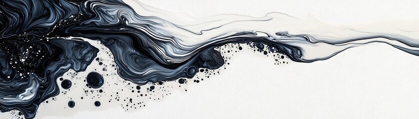 Poster - An elegant abstract artwork with flowing black and white patterns, showcasing stunning textures and dynamic movements.