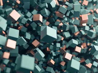 Poster - Dynamic 3D cubes create a visually stunning abstract background, showcasing depth and texture in modern design.