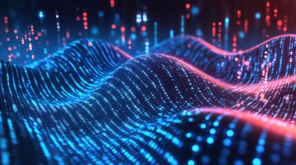 Abstract digital waves of data