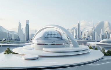 Highly developed futuristic technological cityscape
