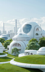 Highly developed futuristic technological cityscape
