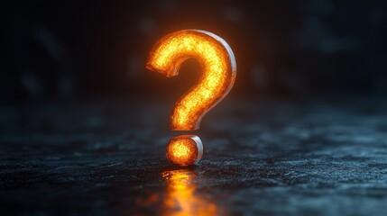 Aufkleber - glowing question mark on dark surface, illuminated mystery concept