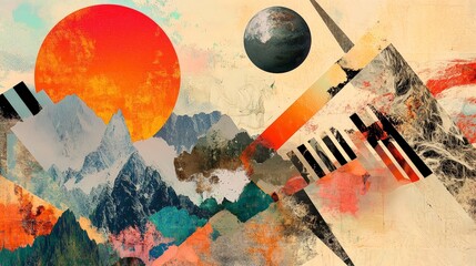 Poster - Inspirational quote with an artistic collage of textures, colors, and shapes, creating a unique and expressive design.