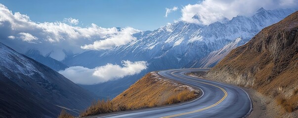 A closeup of a winding road climbing steep mountain slopes