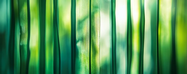 Poster - green vertical abstract lines with sunlight, nature concept