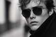 © MacAttack Creations - black and white portrait of a young man wearing sunglasses