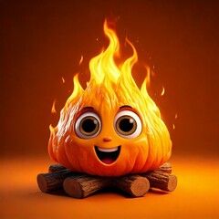 Sticker - Cute Cartoon Campfire Character 