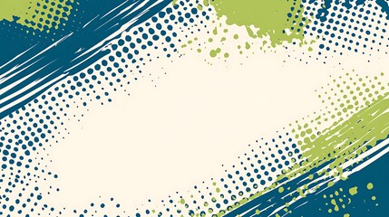 Poster - Abstract background with green and blue brush strokes and halftone dots.