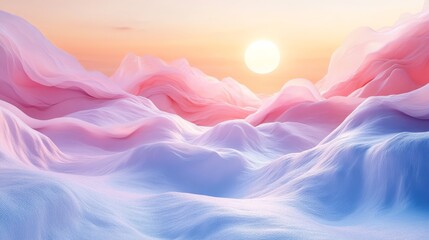 Aufkleber - Surreal landscape with pastel pink and blue mountains at sunrise, dreamy concept