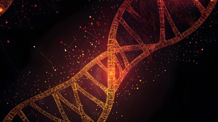 Poster - A glowing, abstract, digital representation of a DNA helix.