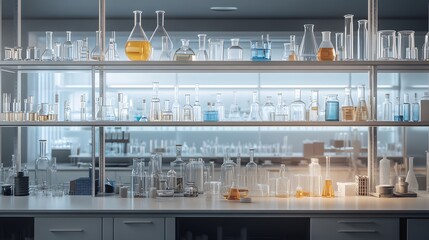 Poster - Glassware Collection on a Laboratory Countertop
