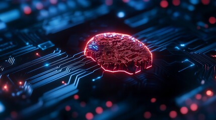 Poster - Advanced AI Circuitry - Futuristic Technology Concept - AI brain, neural network, digital, technology, future