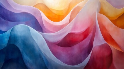 Poster - Colorful abstract wave pattern with flowing curves, artistic texture. Vibrant art and design concept