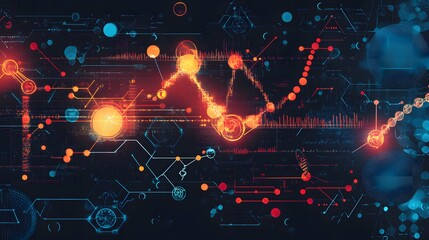 Poster - Abstract Digital Network with Glowing Lines and Circles