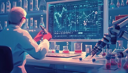 Poster - Scientist Examining Data in a Laboratory Setting