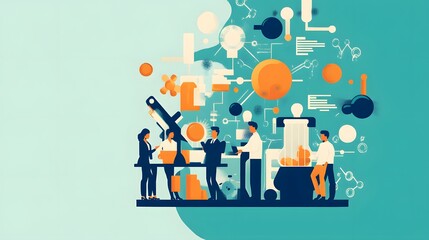 Poster - A Group of Businesspeople Working Together in a Modern Office