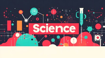 Aufkleber - Abstract Illustration of Science with Geometric Shapes and Symbols