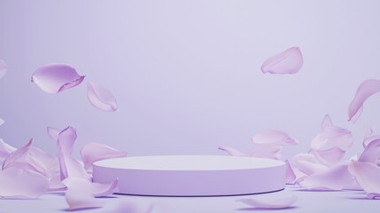 Poster - Elegant 3D Podium Surrounded by Soft Petals