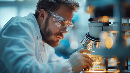 Aufkleber - The research male working with precision instruments or discussing design prototypes in an advanced lab.
