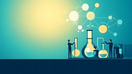 Aufkleber - Two Scientists Working with Large Laboratory Glassware