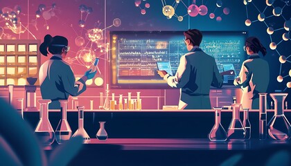 Poster - Scientists analyzing data in a laboratory setting