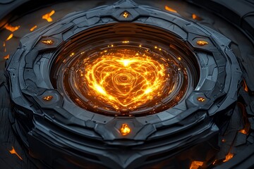Poster - Fantasy warp drive engine glowing with magical energy, surrounded by ethereal light and mystical symbols