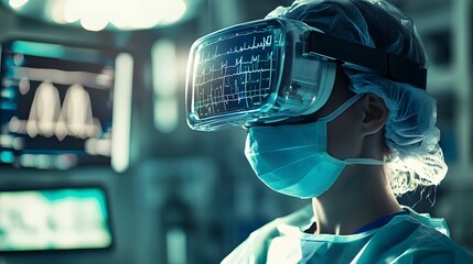 Poster - Surgeon Wearing VR Headset in an Operating Room