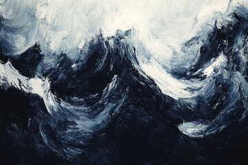 Wall Mural - Expressive, broad brush strokes forming abstract waves on a textured background