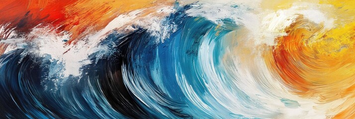 Wall Mural - Expressive, broad brush strokes forming abstract waves on a textured background