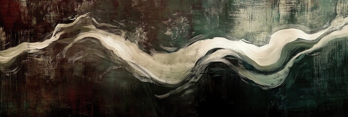 Wall Mural - Expressive, broad brush strokes forming abstract waves on a textured background