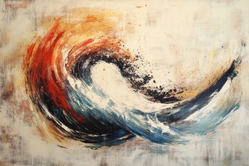 Wall Mural - Expressive, broad brush strokes forming abstract waves on a textured background