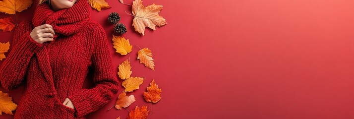  autumn fashion isolated on solid background, copy space