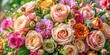 © Theerawat - A captivating close-up bouquet of delicate roses, each with a unique hue, showcasing the beauty and diversity of nature's floral creations.