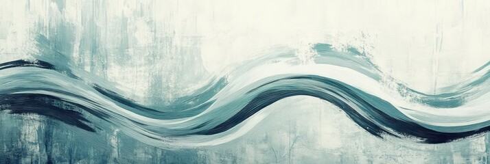 Wall Mural - Expressive, broad brush strokes forming abstract waves on a textured background