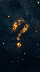 Wall Mural - glowing question mark in dark starry background