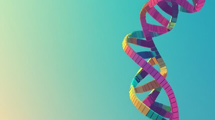 Poster - A colorful 3D rendering of a DNA helix against a blue gradient background.