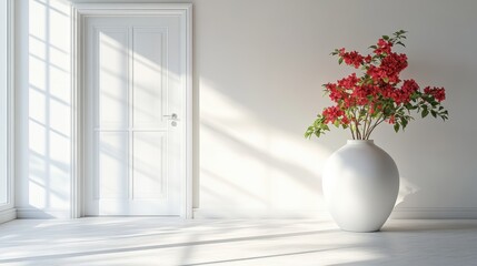 Wall Mural - door, modern, vase, beauty, decoration, equipment, fashion, flower, house, , residential building, white color, carpet - decor, domestic room, interior decor, light - natural phenomenon, paintin