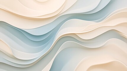Poster - Abstract wave pattern, soft blue and beige tones