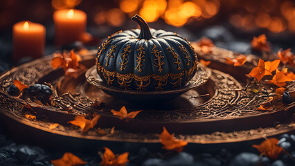 Unique and cute Halloween concept background, Unique Jack-o-lantern, Halloween pumpkin wallpaper, close-up of Halloween pumpkins, ai generated