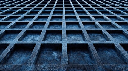 Poster - Abstract grid pattern, dark blue background